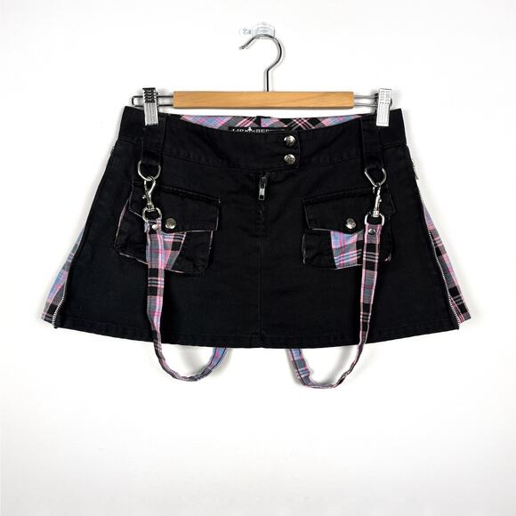 Y2K Lip Service 2003 Punk & Disorderly Plaid Mini Skirt Mall Goth Vtg Hot Topic - Picture 1 of 16